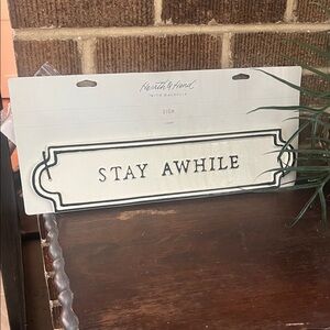 Hearth & Hand with Magnolia Black and White 'Stay Awhile' Ceramic Wall Sign